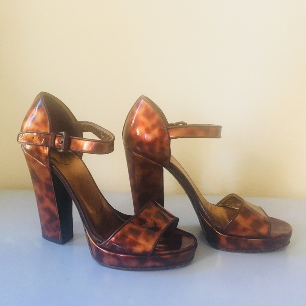 Prada Heels- Platform Patent Leather Sandals